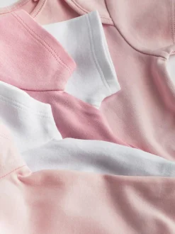 Next Pink/White 5 Pack Essential Short Sleeve Baby Bodysuits Discount