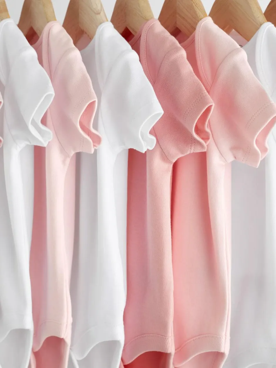 Next Pink/White 10 Pack Essential Short Sleeve Baby Bodysuits Best