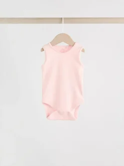 Next Pink/White 5 Pack Essential Vest Baby Bodysuits Hot