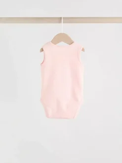 Next Pink/White 5 Pack Essential Vest Baby Bodysuits Hot
