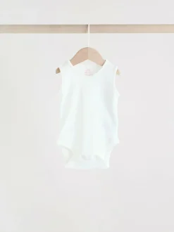 Next Pink/White 5 Pack Essential Vest Baby Bodysuits Hot