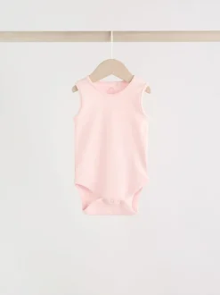 Next Pink/White 5 Pack Essential Vest Baby Bodysuits Hot