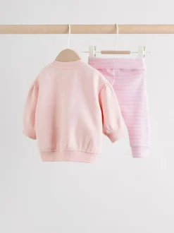 Next Pink/White Baby Jacket, Top and Leggings Set 3 Piece (0mths-2yrs) Discount
