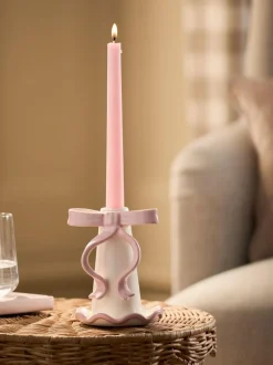 Next Pink/White Ceramic Bow Taper Candle Holder Online