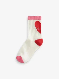 Next Pink/White Heart 3 Pack Cotton Rich Cushioned Sole Ankle Socks Outlet