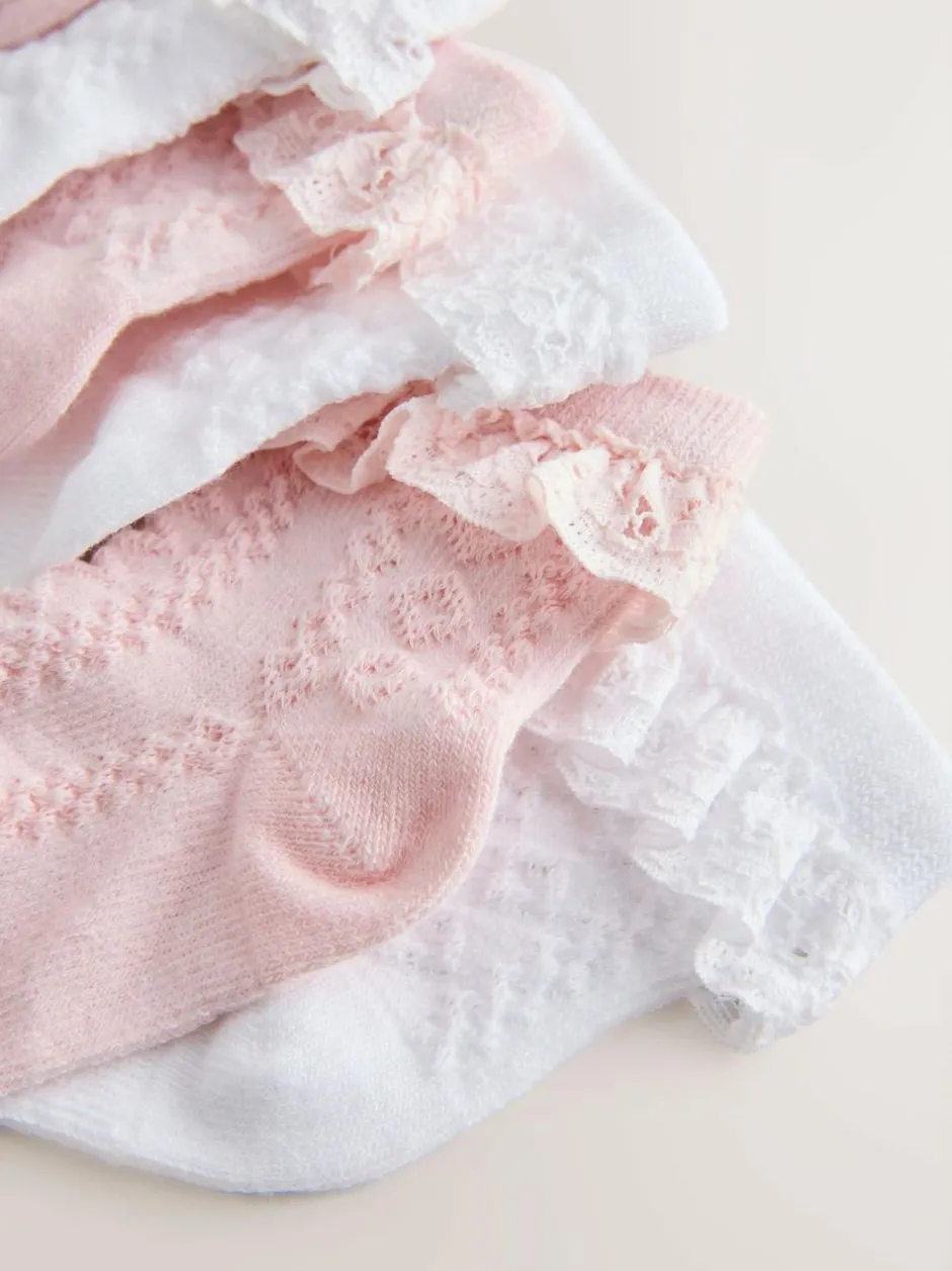 Next Lace Baby Socks 7 Pack (0mths-2yrs) Pink/White Hot