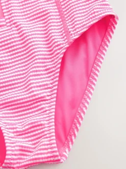 Next Textured Long Sleeve Sunsafe Swimsuit (3-16yrs) Pink/White Stripe