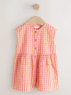 Next Trapeze Playsuit (3mths-7yrs) Pink/Yellow Banana Discount