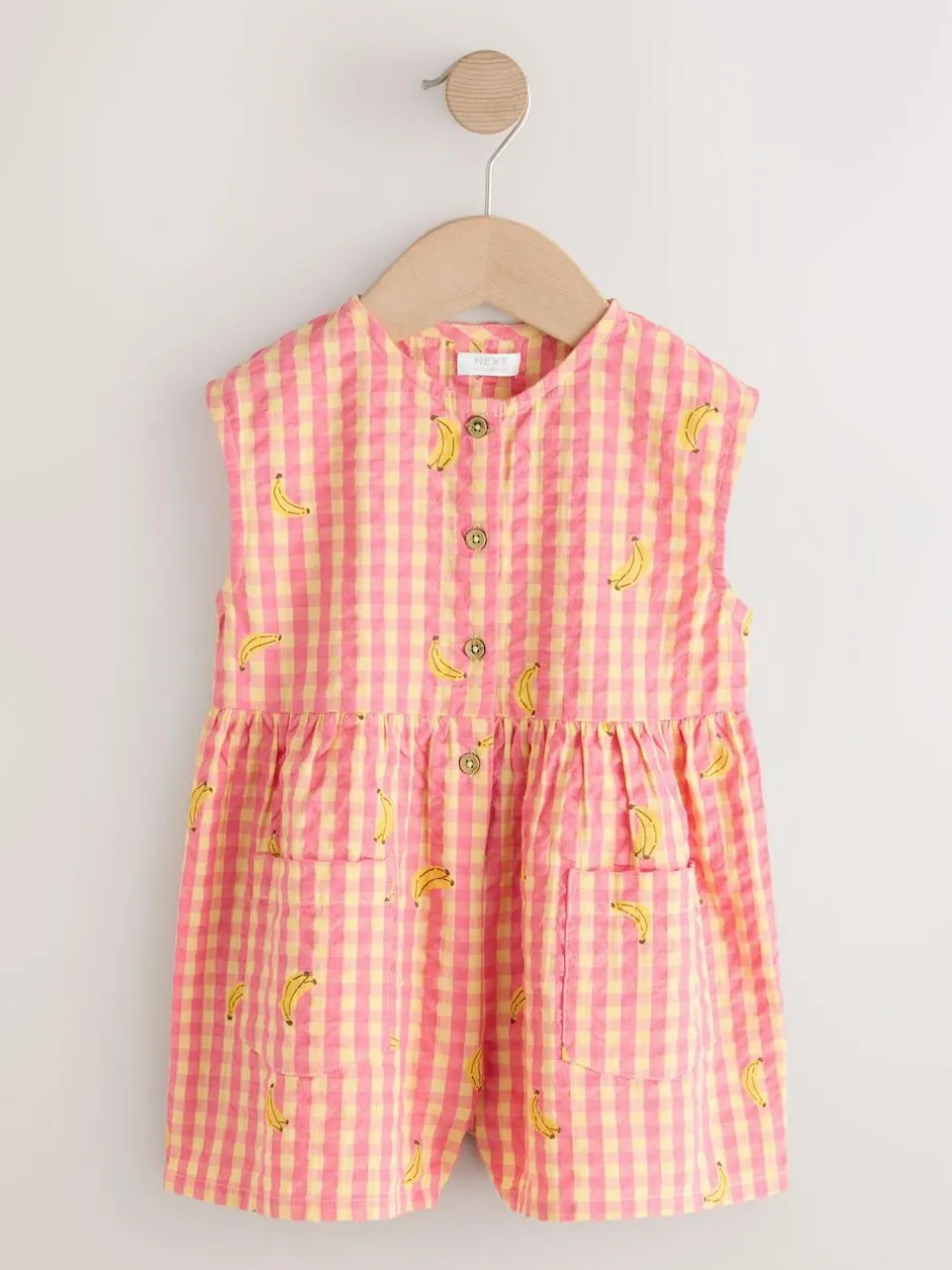 Next Trapeze Playsuit (3mths-7yrs) Pink/Yellow Banana Discount