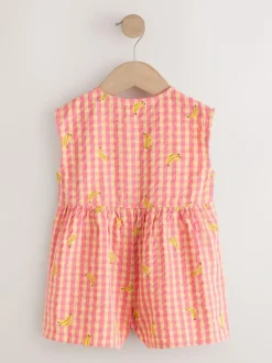 Next Trapeze Playsuit (3mths-7yrs) Pink/Yellow Banana Discount