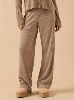 PixieGirl Petite Ribbed Wide Leg Joggers Brown Hot