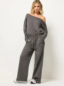 PixieGirl Petite Grey Sweat Wide Leg Jumpsuit