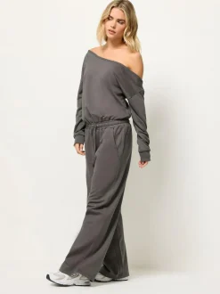 PixieGirl Petite Grey Sweat Wide Leg Jumpsuit