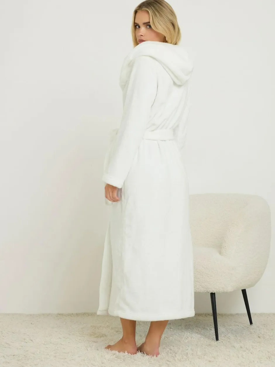 PixieGirl Petite White Cotton Touch Hooded Maxi Robe Discount