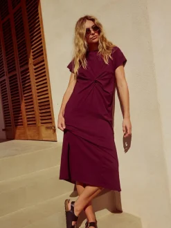 Next Twist Short Sleeved T-Shirt Summer Dress Plum Purple Sale