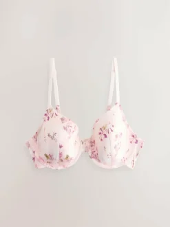 Next Plum Purple/Floral Print Full Cup A-E Smoothing Ultimate Comfort Bras 2 Pack Hot
