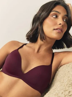 Next A-E Push Up Padded Non Wired Smoothing Bras 2 Pack Plum Purple/Navy Clearance