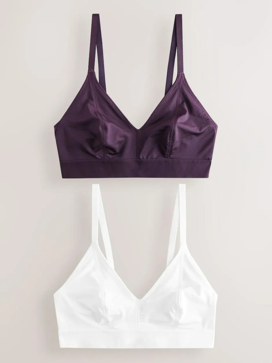 Next Bralette DD+ Ultimate Comfort Non Wire Bralettes 2 Pack Plum Purple/White Best
