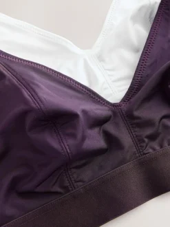 Next Bralette DD+ Ultimate Comfort Non Wire Bralettes 2 Pack Plum Purple/White Best