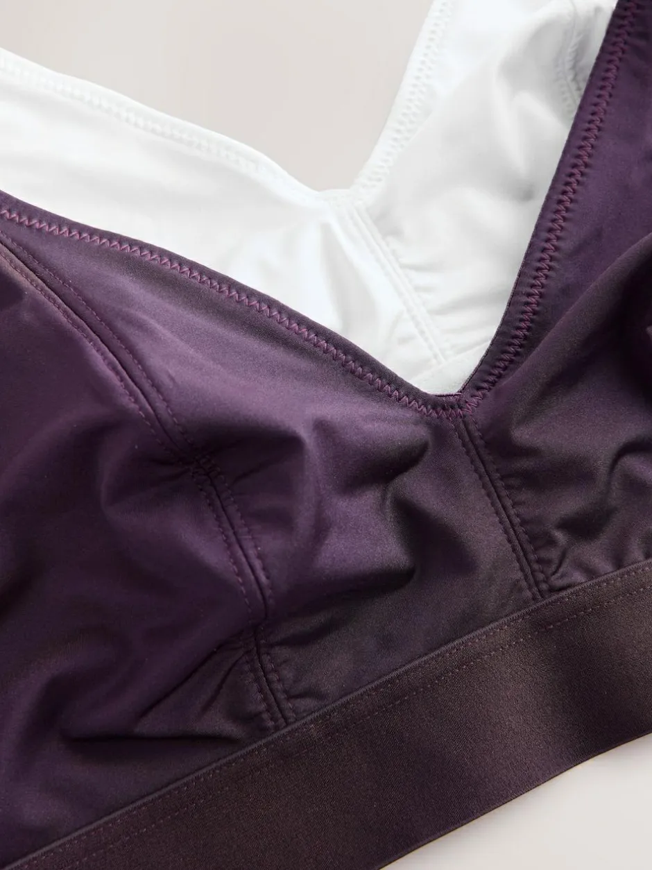 Next Bralette DD+ Ultimate Comfort Non Wire Bralettes 2 Pack Plum Purple/White Best