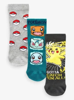 Next Pokémon Multi Gaming Cotton Rich Socks 3 Pack Clearance
