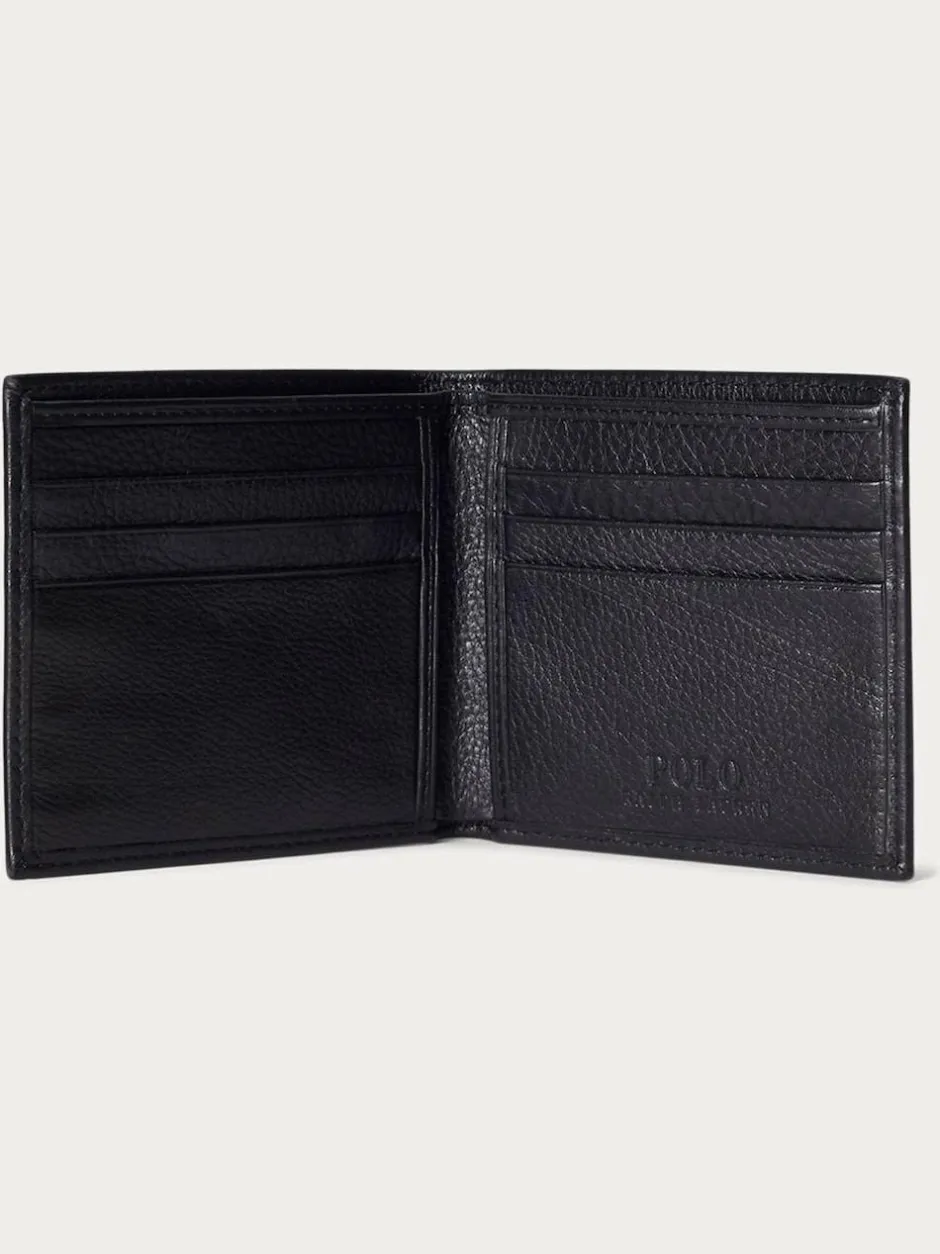 Polo Ralph Lauren Black Billfold Leather Wallet Discount