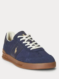 Polo Ralph Lauren Hertitage Aera Suede Mix Trainers Blue