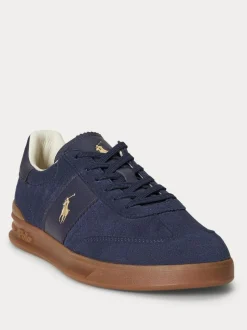 Polo Ralph Lauren Hertitage Aera Suede Mix Trainers Blue