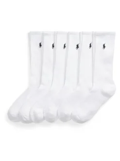 Polo Ralph Lauren Ribbed Crew Socks 6 Pack Chalk White Clearance