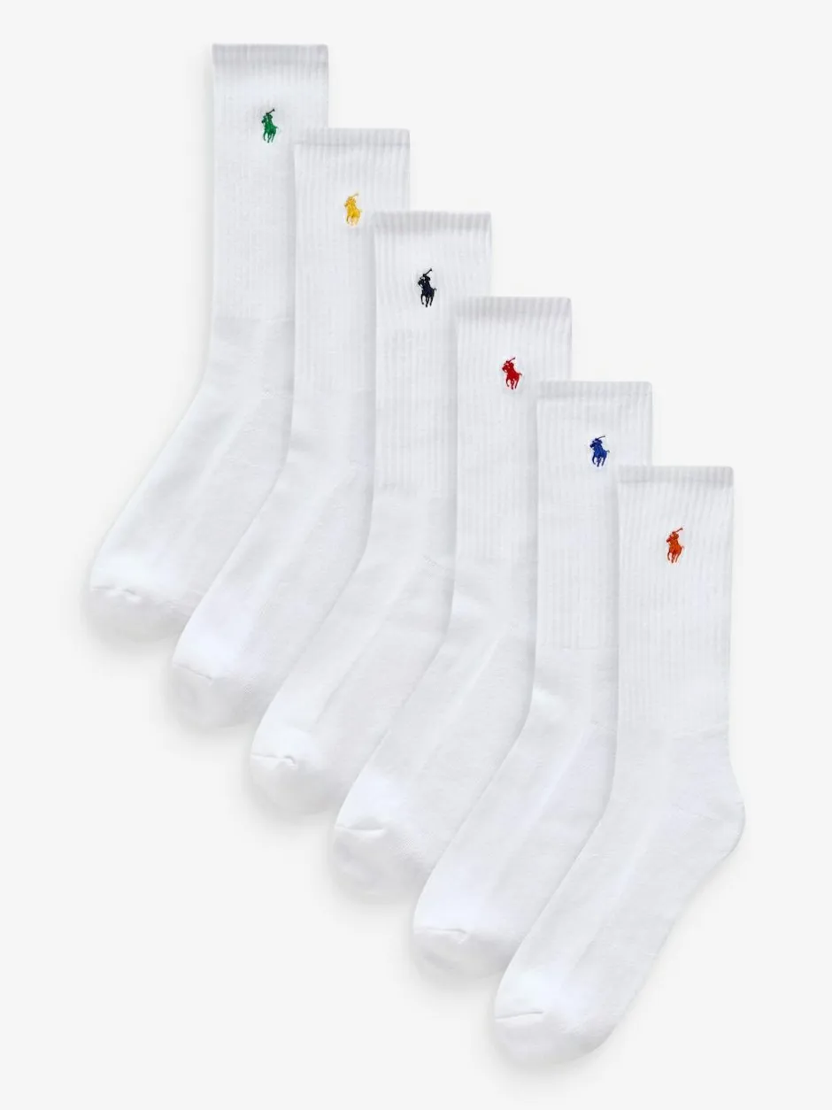 Polo Ralph Lauren Ribbed Crew Socks 6 Pack Off White Hot