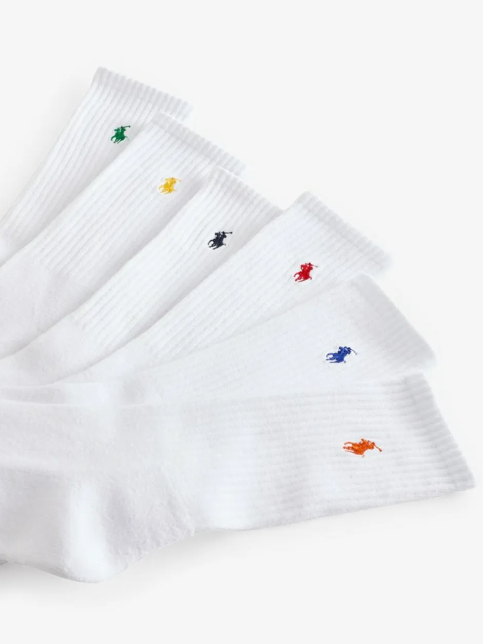 Polo Ralph Lauren Ribbed Crew Socks 6 Pack Off White Hot