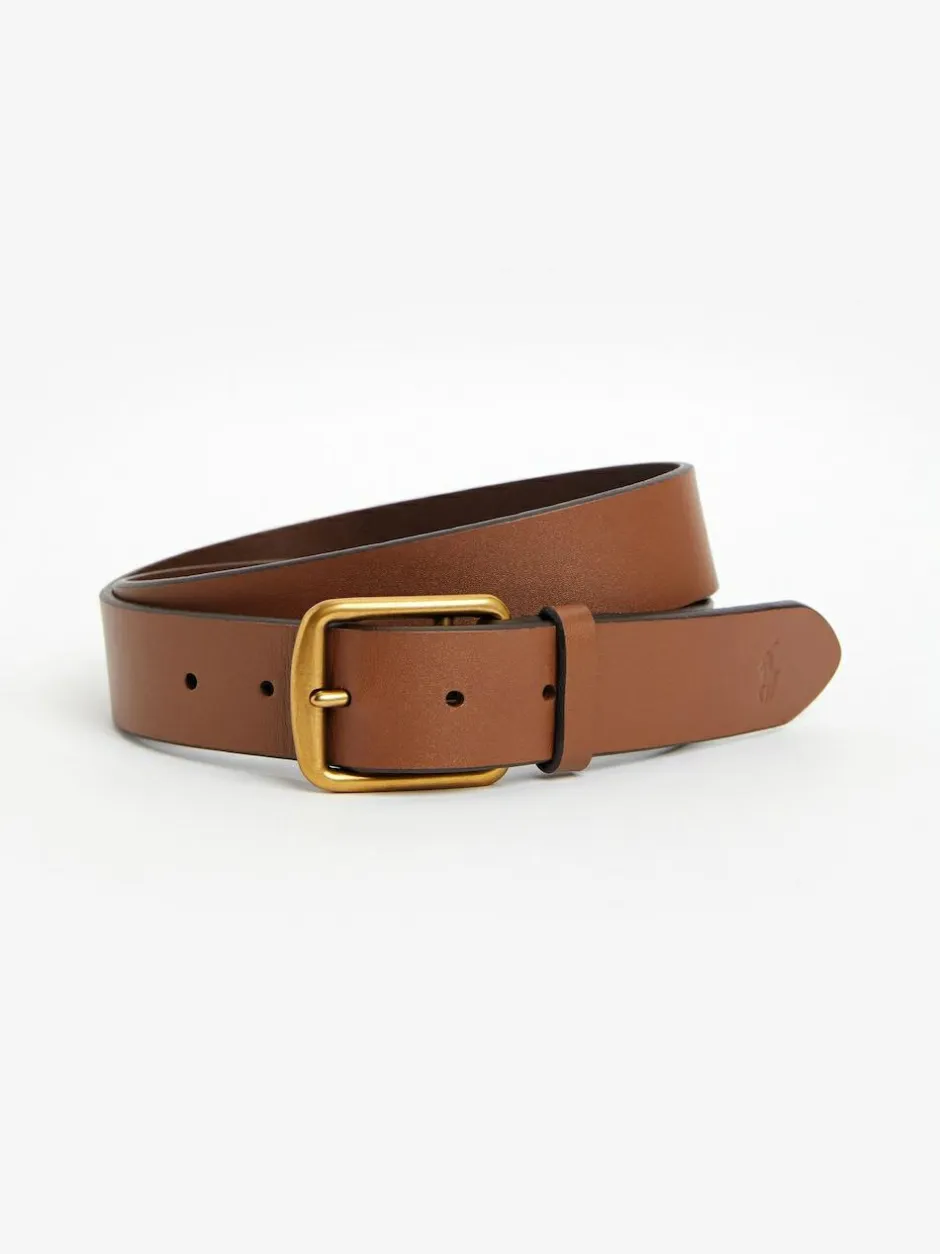 Polo Ralph Lauren Saddle Leather Logo Belt Tan Brown