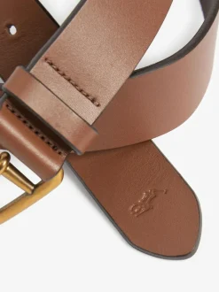 Polo Ralph Lauren Saddle Leather Logo Belt Tan Brown