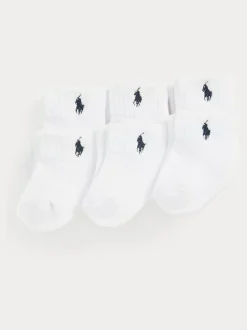 Polo Ralph Lauren White Baby Ankle Socks 6 Pack New
