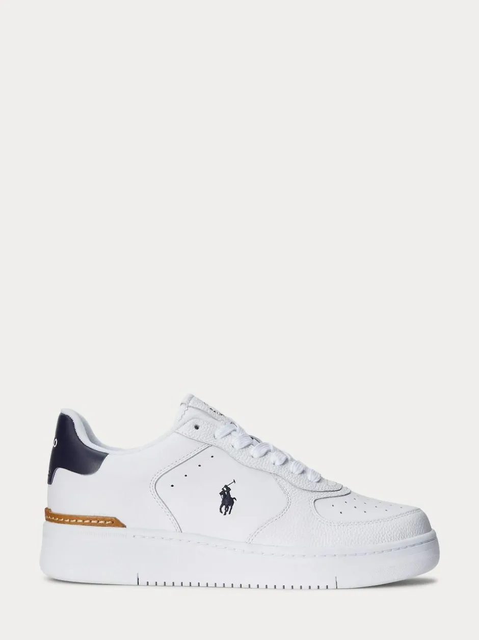Polo Ralph Lauren Masters Court Leather Trainers White Best