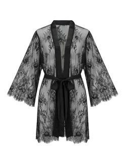 Pour Moi Black For Your Eyes Only Lace Robe Discount