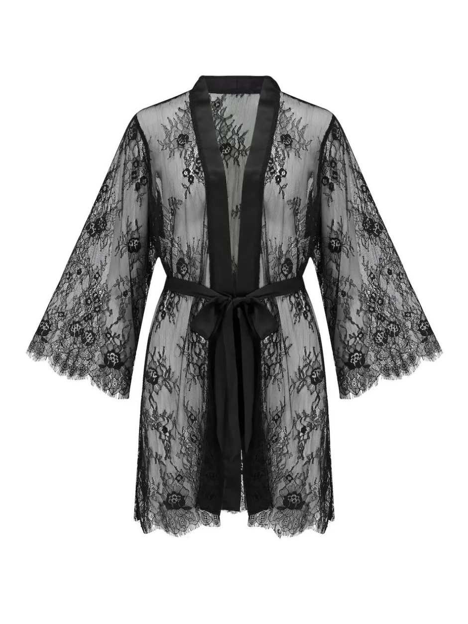 Pour Moi Black For Your Eyes Only Lace Robe Discount