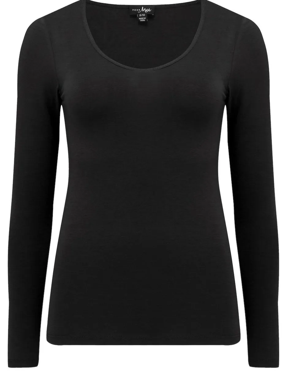 Pour Moi Black Long Sleeve Second Skin Thermal Discount