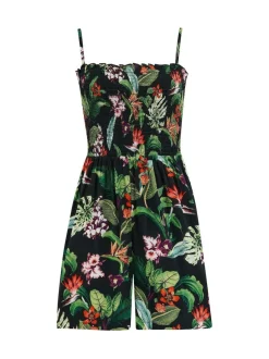 Pour Moi Strapless Shirred Bodice Woven Beach Playsuit Black Best