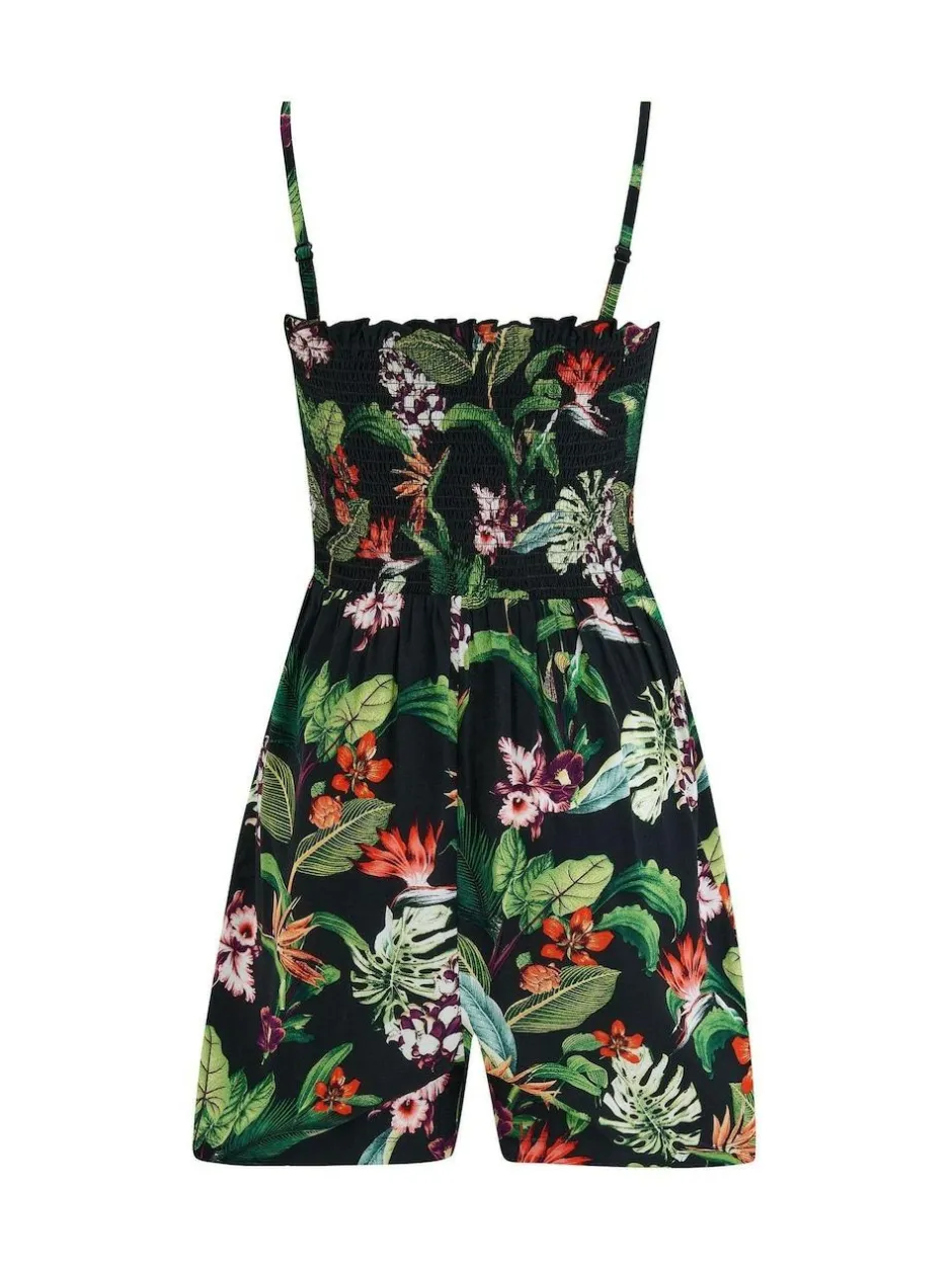 Pour Moi Strapless Shirred Bodice Woven Beach Playsuit Black Best