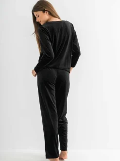 Pour Moi Velour Lounge Pyjamas Set Black Discount