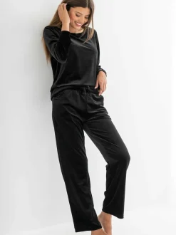 Pour Moi Velour Lounge Pyjamas Set Black Discount