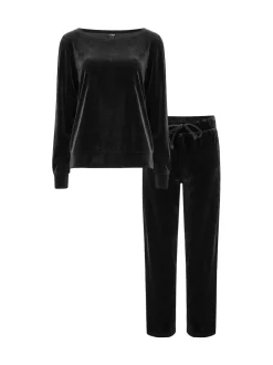 Pour Moi Velour Lounge Pyjamas Set Black Discount