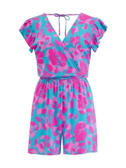 Pour Moi Frill Stretch Jersey Beach Playsuit Blue Best