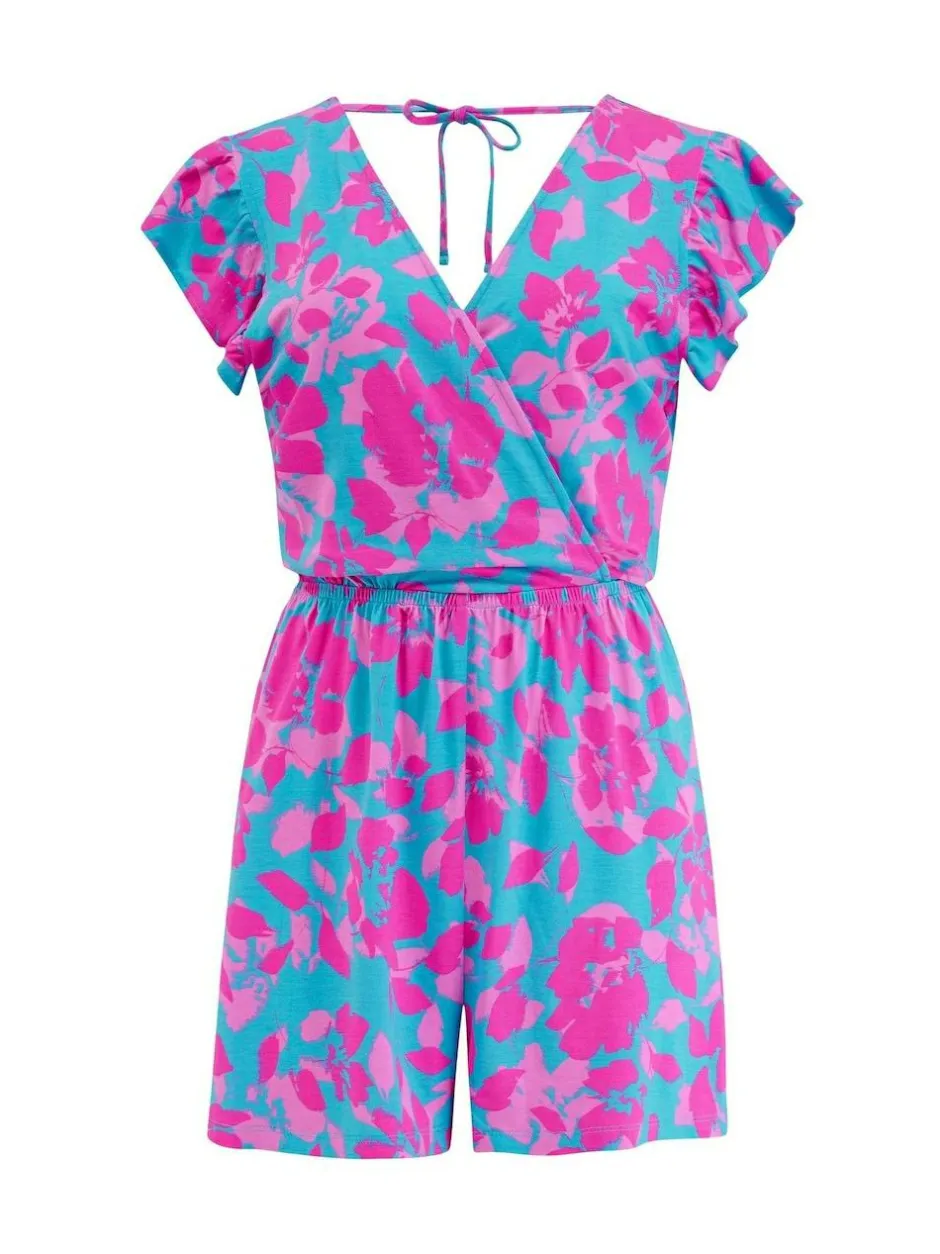 Pour Moi Frill Stretch Jersey Beach Playsuit Blue Best