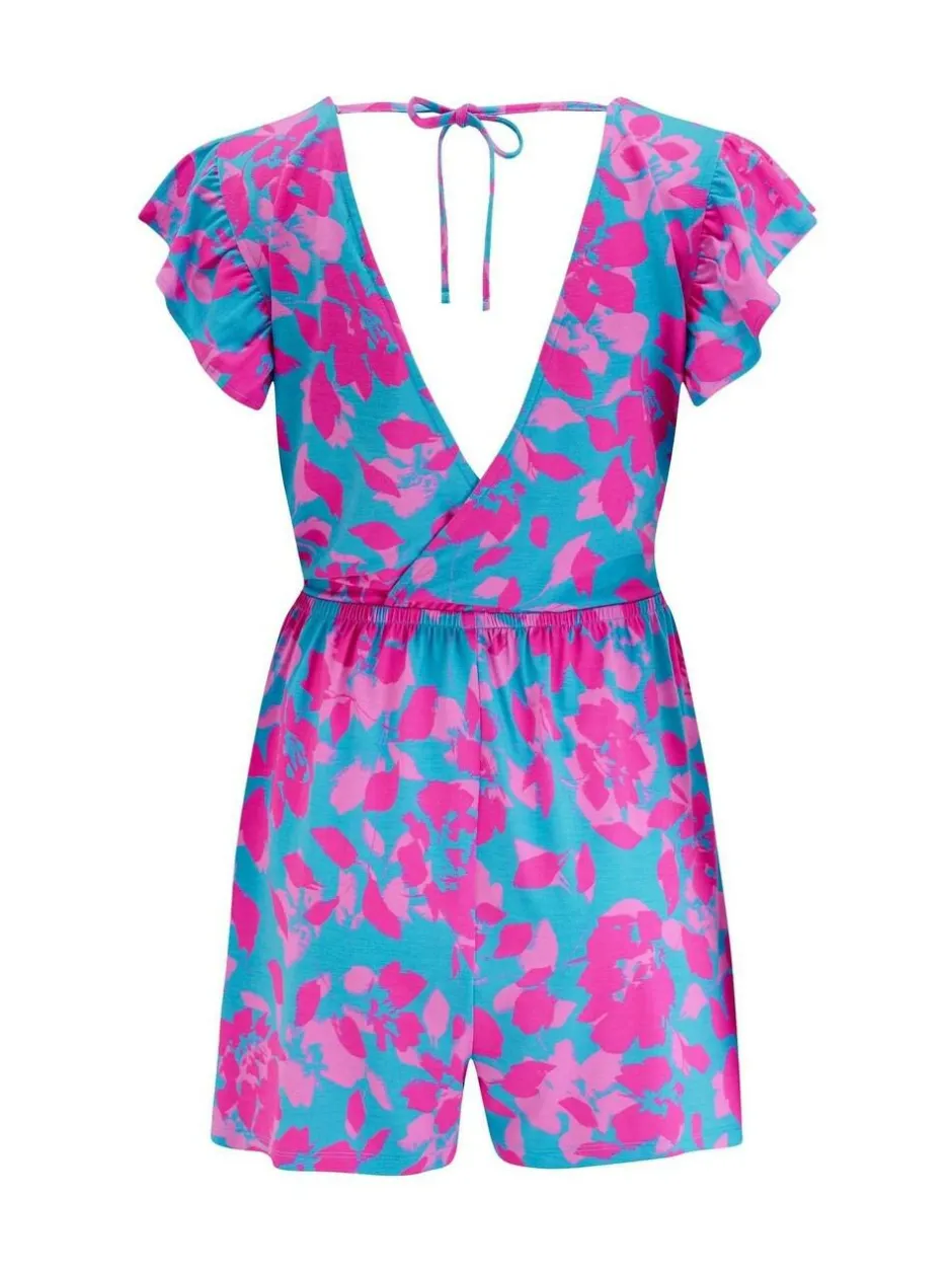 Pour Moi Frill Stretch Jersey Beach Playsuit Blue Best