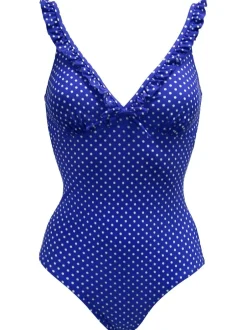 Pour Moi Sicily Tummy Control Frill Swimsuit Blue Online