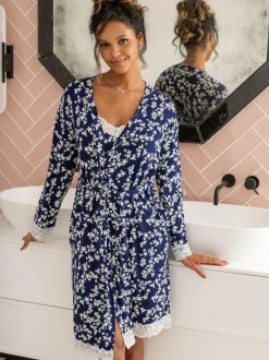 Pour Moi Sofa Loves Lace Jersey Wrap Gown Blue Discount