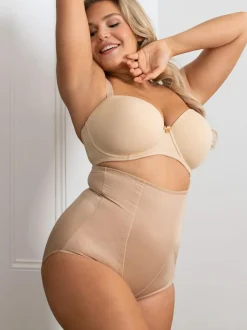 Pour Moi Lingerie Hourglass Shapewear Firm Tummy Control High Waist Knickers Nude Clearance
