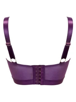 Pour Moi Non Padded India Embroidery Underwired Bustier Bra Purple New